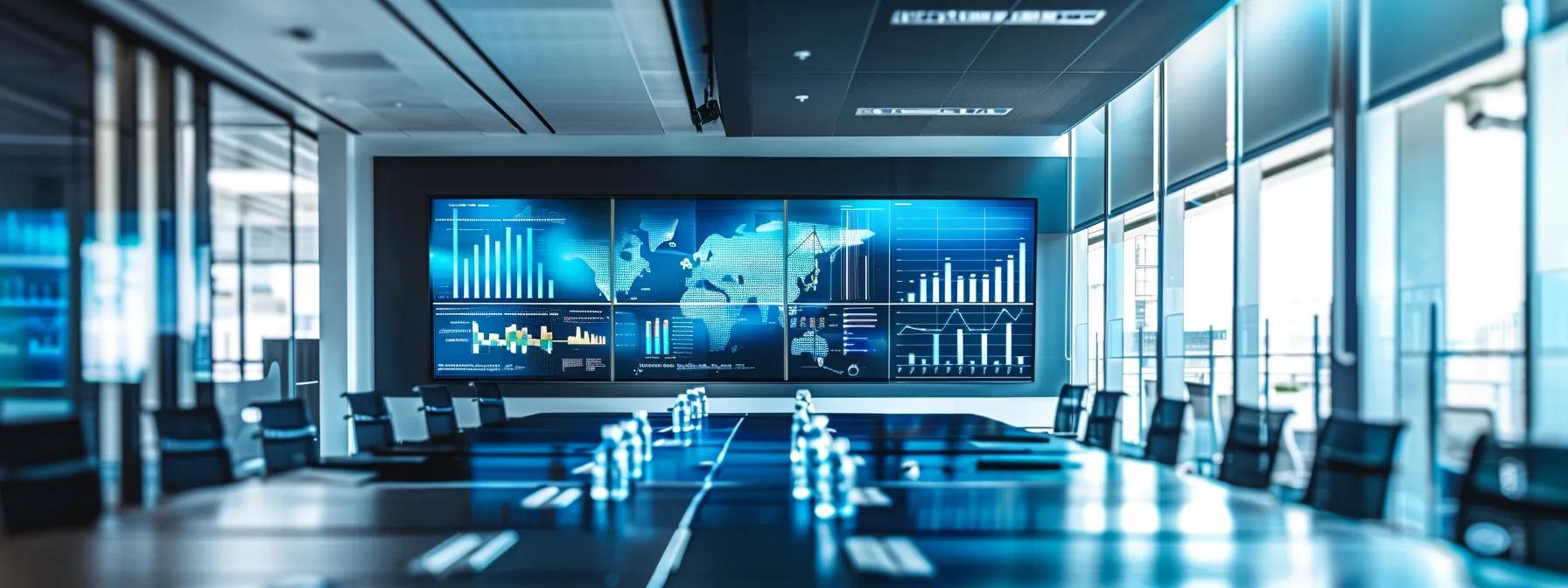 a modern office conference room in orlando, featuring a sleek presentation screen displaying critical foundation vulnerability data, with professionals engaged in an intense discussion.